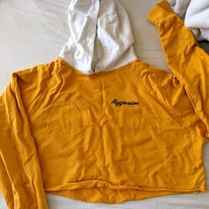 Tuesday Bassen yellow cropped hoodie size small